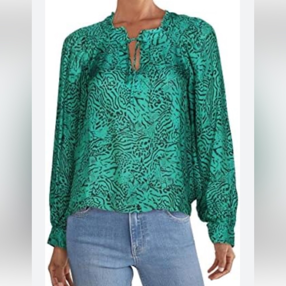 Parker Women's Aussie Smocking Detail Peasant Blouse Size XXS